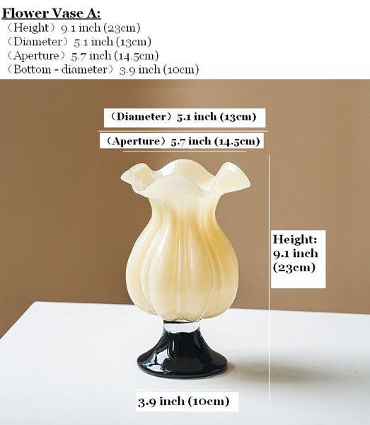 Unique Decorative Glass Vase, Centerpiece Contemporary Vases on Table, Mid Century Glass Vases, Handmade Modern Vases for Living Room, Modern Glass Vase for Flowers-Grace Painting Crafts