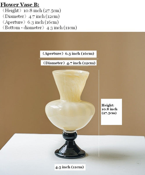 Unique Decorative Glass Vase, Centerpiece Contemporary Vases on Table, Mid Century Glass Vases, Handmade Modern Vases for Living Room, Modern Glass Vase for Flowers-Grace Painting Crafts