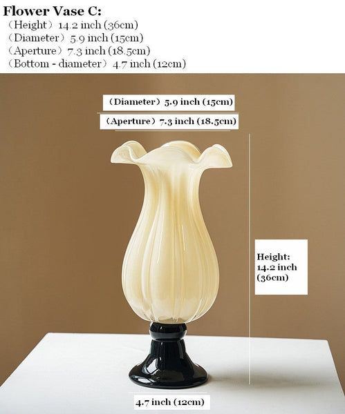 Centerpiece Contemporary Vases on Table, Mid Century Glass Vases, Unique Decorative Glass Vase, Handmade Modern Vases for Living Room, Modern Glass Vase for Flowers-Grace Painting Crafts