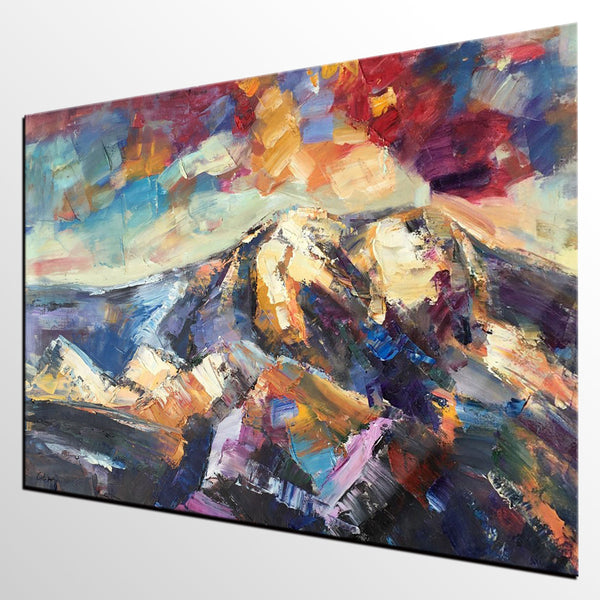 Mountain Landscape Painting, Custom Abstract Oil Paintings, Large Landscape Oil Painting, Large Painting for Sale-Grace Painting Crafts