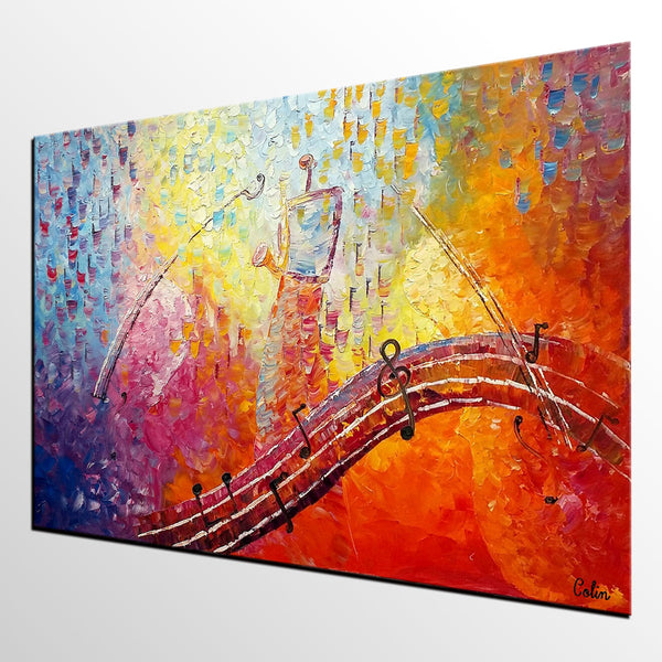 Canvas Painting, Abstract Art, Music Painting, Saxophone Player, Custom Painting, Abstract Painting-Grace Painting Crafts
