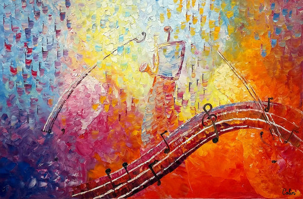 Canvas Painting, Abstract Art, Music Painting, Saxophone Player, Custom Painting, Abstract Painting-Grace Painting Crafts