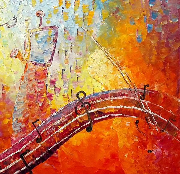 Canvas Painting, Abstract Art, Music Painting, Saxophone Player, Custom Painting, Abstract Painting-Grace Painting Crafts