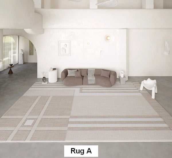 Geometric Modern Rug Placement Ideas for Living Room, Contemporary Area Rugs for Dining Room, Modern Rug Ideas for Bedroom-Grace Painting Crafts