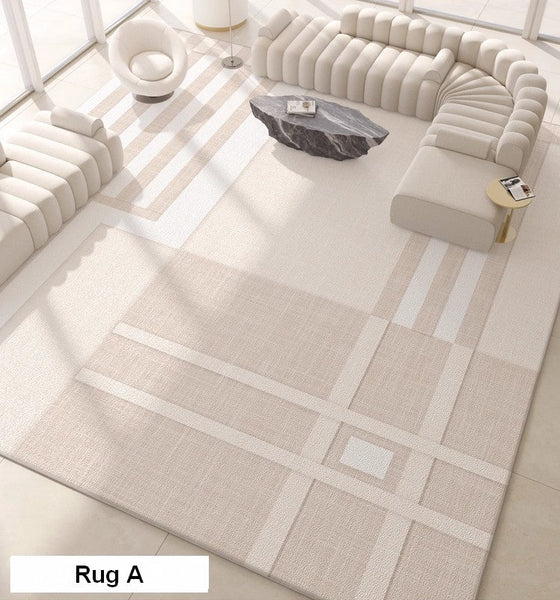 Geometric Modern Rug Placement Ideas for Living Room, Contemporary Area Rugs for Dining Room, Modern Rug Ideas for Bedroom-Grace Painting Crafts