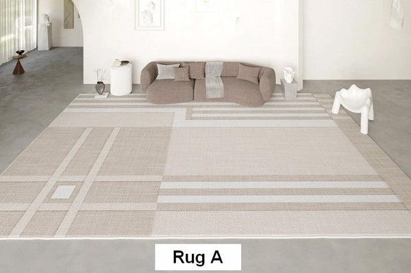 Geometric Modern Rug Placement Ideas for Living Room, Contemporary Area Rugs for Dining Room, Modern Rug Ideas for Bedroom-Grace Painting Crafts