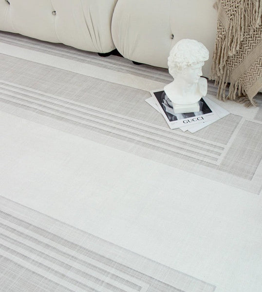 Modern Abstract Rugs under Dining Room Table, Geometric Modern Carpets for Bedroom, Modern Grey Rugs for Living Room-Grace Painting Crafts
