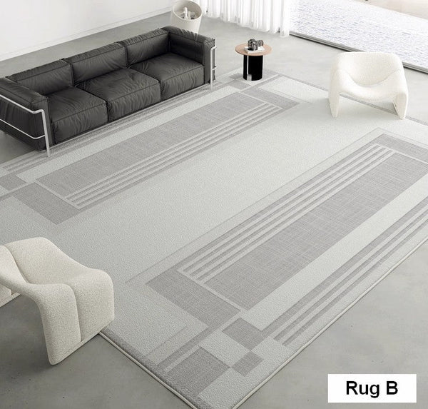 Modern Abstract Rugs under Dining Room Table, Geometric Modern Carpets for Bedroom, Modern Grey Rugs for Living Room-Grace Painting Crafts