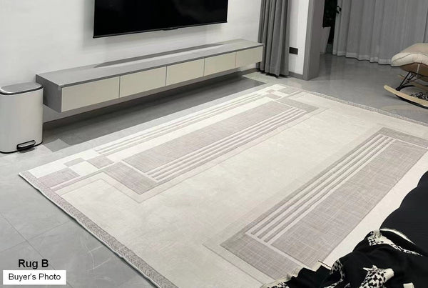 Modern Abstract Rugs under Dining Room Table, Geometric Modern Carpets for Bedroom, Modern Grey Rugs for Living Room-Grace Painting Crafts