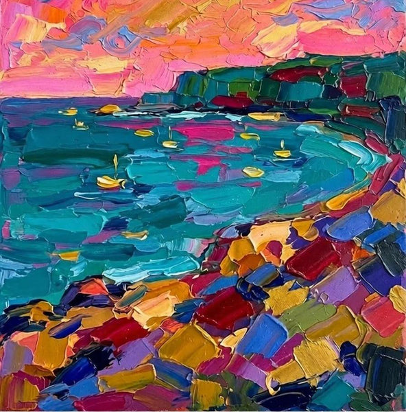 Abstract Seashore Painting, Hand Painted Canvas Art, Impasto Artwork, Original Small Paintings, Palette Knife Paintings, Modern Abstract Painting, Original Abstract Art-Grace Painting Crafts
