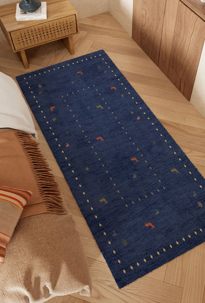 Modern Runner Rugs Next to Bed, Contemporary Runner Rugs for Living Room, Blue Runner Rugs for Hallway, Bathroom Runner Rugs, Kitchen Runner Rugs-Grace Painting Crafts