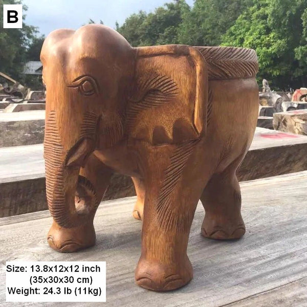 Elephant Sofa Stool, Dining Table Stool, Handmade Solid Wood low Stool, Elephant Wooden Stool, Creative Shoe-changing Stool-Grace Painting Crafts