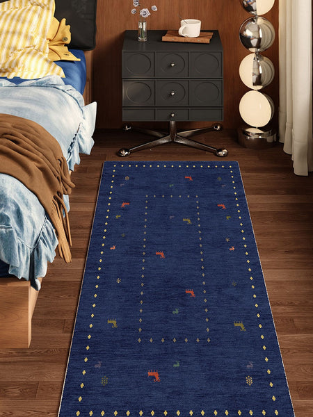 Modern Runner Rugs Next to Bed, Contemporary Runner Rugs for Living Room, Blue Runner Rugs for Hallway, Bathroom Runner Rugs, Kitchen Runner Rugs-Grace Painting Crafts