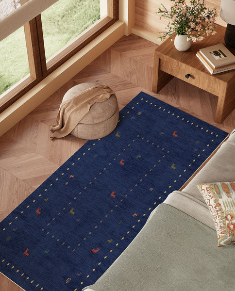 Modern Runner Rugs Next to Bed, Contemporary Runner Rugs for Living Room, Blue Runner Rugs for Hallway, Bathroom Runner Rugs, Kitchen Runner Rugs-Grace Painting Crafts