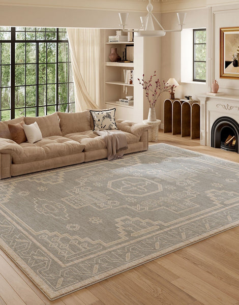 Contemporary Abstract Rugs Next to Bed, Geometric Modern Carpets for Office, Vintage Soft Turkish Rug for Living Room, Large Modern Rugs under Dining Room Table-Grace Painting Crafts