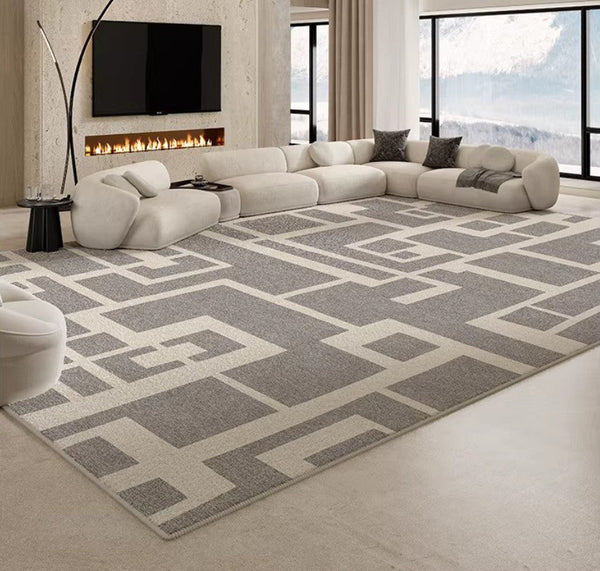 Geometric Modern Rugs for Living Room, Gray Modern Rugs for Bedroom, Contemporary Area Rugs for Dining Room-Grace Painting Crafts
