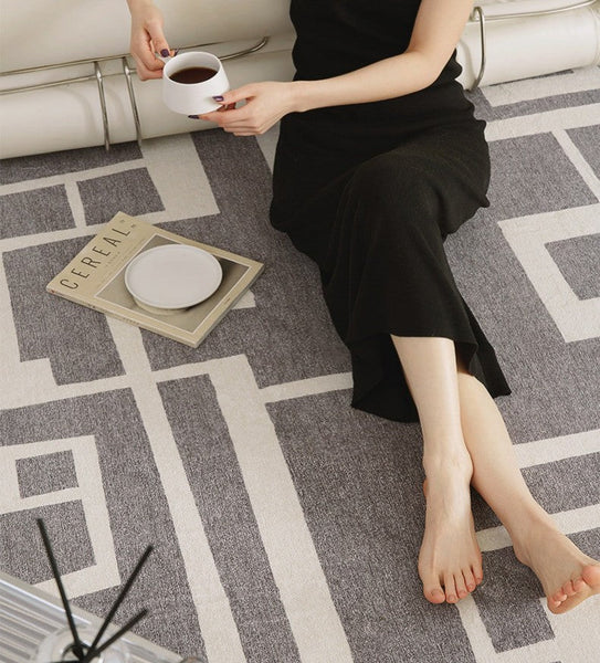 Geometric Modern Rugs for Living Room, Gray Modern Rugs for Bedroom, Contemporary Area Rugs for Dining Room-Grace Painting Crafts