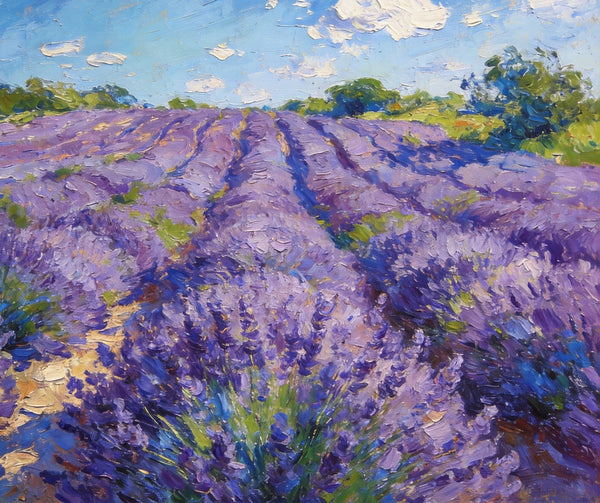 Vibrant Provence Lavender Landscape, Original Wall Art Paintings, Landscape Paintings for Living Room, Small Paintings on Canvas, Landscape Oil Paintings, Hand Painted Canvas Art-Grace Painting Crafts