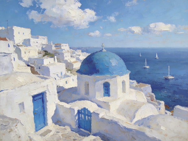Heavy Texture Artwork, Aegean's Azure Allure, Seashore Beach Painting, Hand Painted Canvas Art, Small Oil Paintings, Original Landscape Paintings, Buy Painting Online