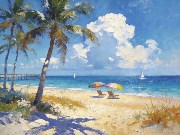 Beach Bliss by the Ocean, Seashore Paintings, Hand Painted Canvas Art, Small Oil Paintings, Landscape Canvas Paintings, Original Canvas Paintings, Small Wall Art Paintings