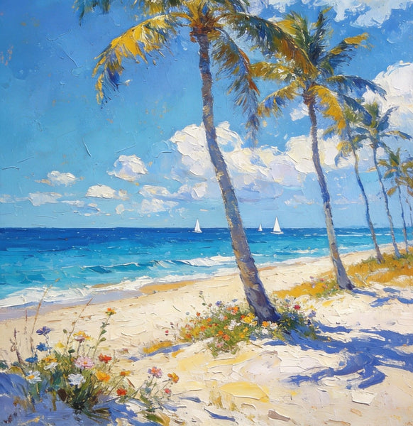 Landscape Canvas Paintings, Beachside Beauty, Seashore Painting, Beach Oil Paintings, Original Landscape Paintings, Hand Painted Canvas Art, On Canvas Small Paintings-Grace Painting Crafts