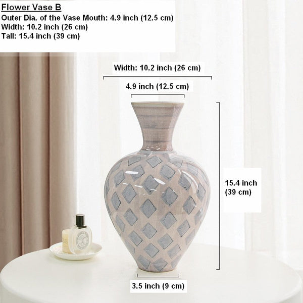 Unique Porcelain Flower Vases, Flower Vases on Table, Contemporary Vases for Modern Home Decor, Ceramic Bouquet Vases, Dining Table Centerpiece-Grace Painting Crafts