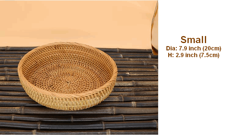 Round Stoarge Basket, Storage Basket for Food, Small Storage Baskets, Woven Storage Baskets, Rattan Storage Baskets, Kitchen Storage Baskets-Grace Painting Crafts