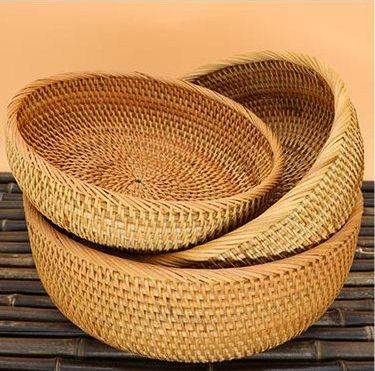 Round Stoarge Basket, Storage Basket for Food, Small Storage Baskets, Woven Storage Baskets, Rattan Storage Baskets, Kitchen Storage Baskets-Grace Painting Crafts