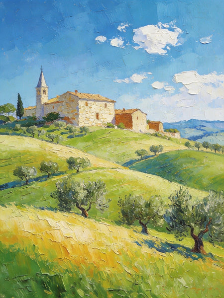 Rolling Hills of Tuscany, Original Landscape Artwork, Small Oil Paintings, Small Paintings On Canvas, Hand Painted Canvas Art, Heavy Texture Wall Art Paintings-Grace Painting Crafts