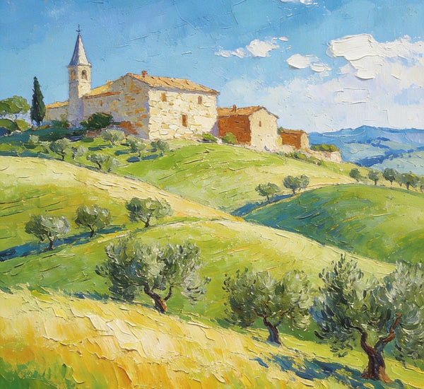 Rolling Hills of Tuscany, Original Landscape Artwork, Small Oil Paintings, Small Paintings On Canvas, Hand Painted Canvas Art, Heavy Texture Wall Art Paintings-Grace Painting Crafts