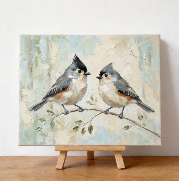 Hand Painted Canvas Art, Love Bird Couple Painting, Lark Bird Painting, Original Oil Paintings, Small Canvas Wall Art Paintings, Buy Original Oil Paintings Online-Grace Painting Crafts