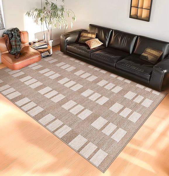 Contemporary Abstract Rugs under Dining Room Table, Mid Century Modern Rugs for Bedroom, Large Modern Rugs for Living Room-Grace Painting Crafts