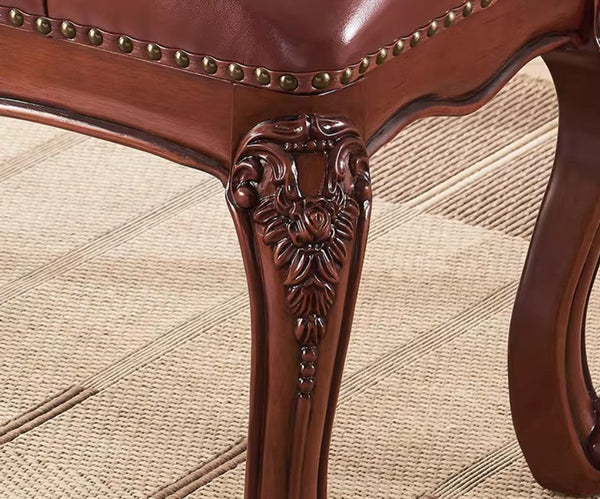 Dressing Table Stool, Rubber Wood Footstool, Vintage Chestnut Brown Leather Stool, Genuine Leather Solid Wood Entry Bench, Farmhouse Entryway Bench, Leather Lounge Chair Modern-Grace Painting Crafts