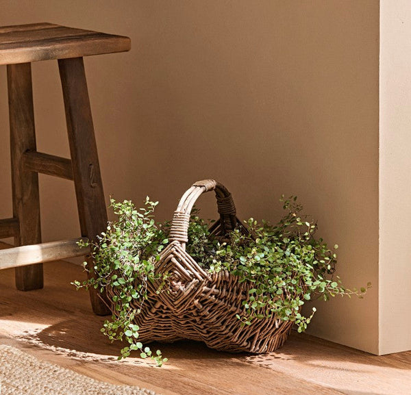 Large Picnic Food Basket with Handle, Natural Hand-woven Wicker Storage Basket, Natural Fruit Baskets, Kitchen Storage Baskets, Willow Weaving Baskets with Handle-Grace Painting Crafts