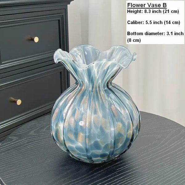 Centerpiece Vases on Table, Handmade Liuli Vases, Color Glaze Vase, Modern Glass Bud Vases, Contemporary Vases for Modern Home Decor-Grace Painting Crafts