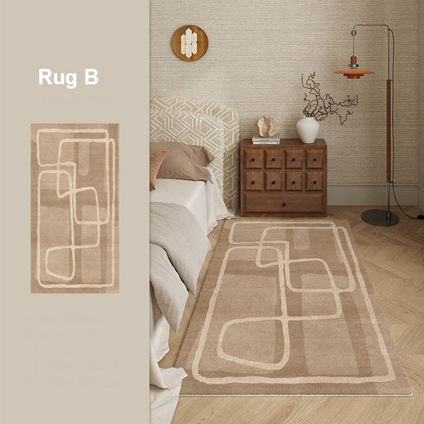 Unique Geometric Modern Rugs under Dining Room Table, Brown Modern Carpets for Office, Abstract Modern Rugs for Living Room, Contemporary Modern Rugs Next to Bed-Grace Painting Crafts