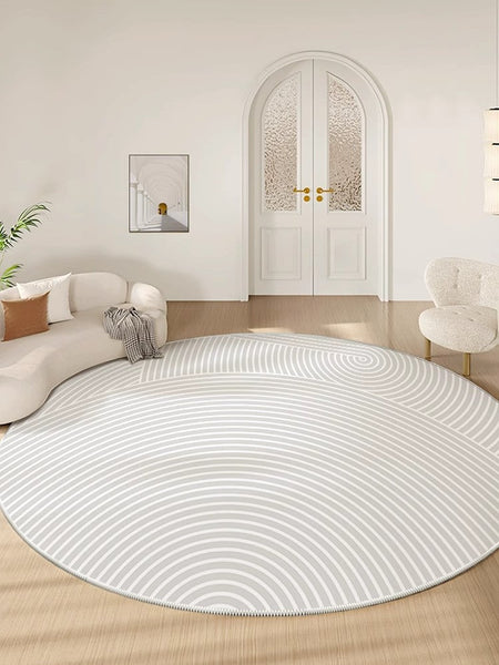 Contemporary Round Rugs Next to Bed, Abstract Modern Rugs for Living Room, Geometric Carpets for Sale, Circular Rugs under Dining Room Table-Grace Painting Crafts