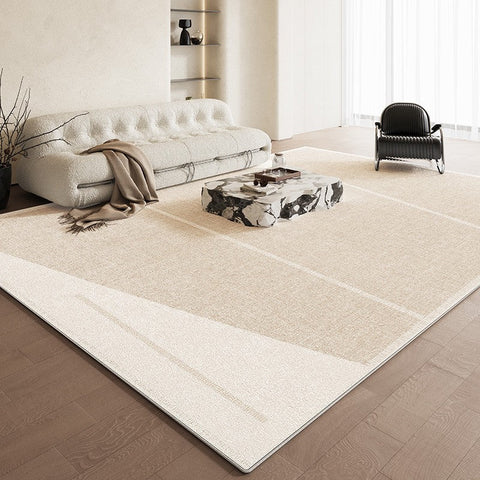 Modern Rug Ideas for Living Room, Cream Color Abstract Rugs for Living Room, Bedroom Floor Rugs, Contemporary Area Rugs for Dining Room-Grace Painting Crafts