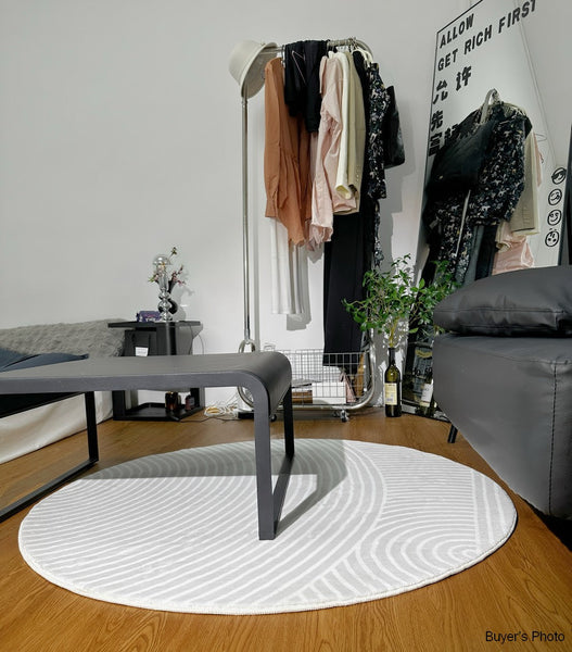 Contemporary Round Rugs Next to Bed, Abstract Modern Rugs for Living Room, Geometric Carpets for Sale, Circular Rugs under Dining Room Table-Grace Painting Crafts