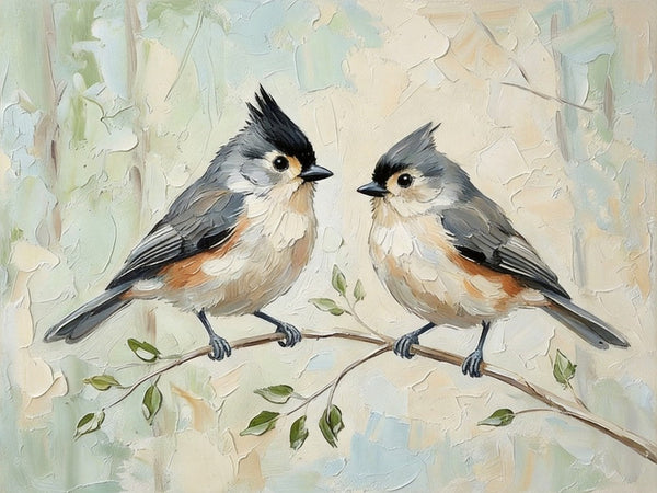 Hand Painted Canvas Art, Love Bird Couple Painting, Lark Bird Painting, Original Oil Paintings, Small Canvas Wall Art Paintings, Buy Original Oil Paintings Online-Grace Painting Crafts