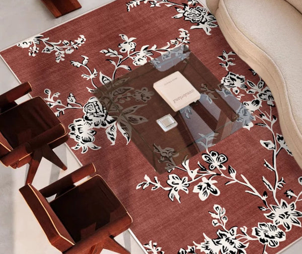 Modern Rugs for Living Room, Abstract Contemporary Rugs Next to Bed, Flower Pattern Contemporary Modern Rugs, Modern Rugs for Dining Room-Grace Painting Crafts