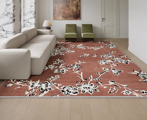 Modern Rugs for Living Room, Abstract Contemporary Rugs Next to Bed, Flower Pattern Contemporary Modern Rugs, Modern Rugs for Dining Room-Grace Painting Crafts
