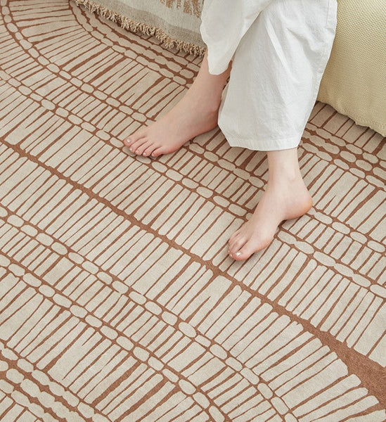 Modern Rugs under Dining Room Table, Mid Century Geometric Carpets, Contemporary Modern Rugs Next to Bed, Abstract Modern Rugs for Living Room-Grace Painting Crafts