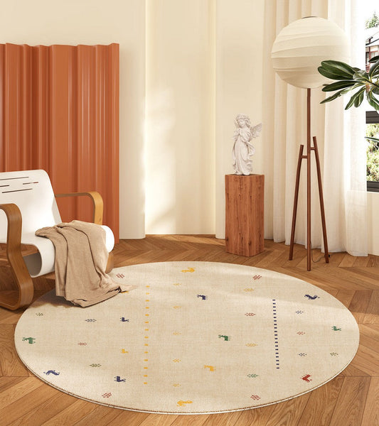 Geometric Modern Rug Ideas for Living Room, Circular Modern Rugs for Bathroom, Modern Rugs for Children's Room, Abstract Contemporary Round Rugs for Dining Room-Grace Painting Crafts