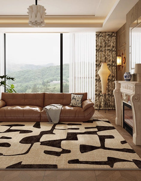 Large Modern Rugs for Living Room, Modern Rugs under Dining Room Table, Contemporary Abstract Rugs Next to Bed, Geometric Modern Carpets for Office-Grace Painting Crafts