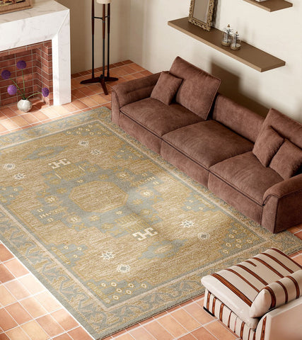 Vintage Soft Turkish Rug for Living Room, Large Modern Rugs under Dining Room Table, Contemporary Abstract Rugs Next to Bed, Geometric Modern Carpets for Office-Grace Painting Crafts