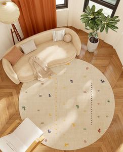Geometric Modern Rug Ideas for Living Room, Circular Modern Rugs for Bathroom, Modern Rugs for Children's Room, Abstract Contemporary Round Rugs for Dining Room-Grace Painting Crafts