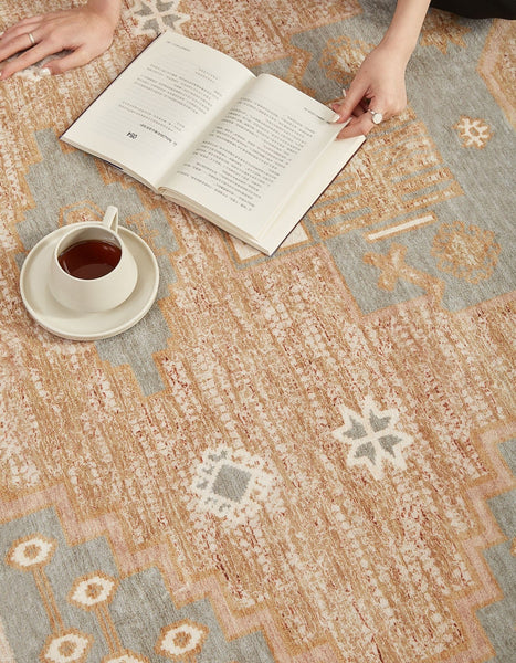 Vintage Soft Turkish Rug for Living Room, Large Modern Rugs under Dining Room Table, Contemporary Abstract Rugs Next to Bed, Geometric Modern Carpets for Office-Grace Painting Crafts