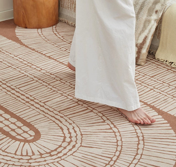 Modern Rugs under Dining Room Table, Mid Century Geometric Carpets, Contemporary Modern Rugs Next to Bed, Abstract Modern Rugs for Living Room-Grace Painting Crafts