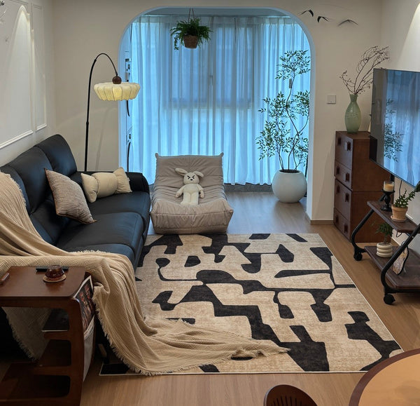 Large Modern Rugs for Living Room, Modern Rugs under Dining Room Table, Contemporary Abstract Rugs Next to Bed, Geometric Modern Carpets for Office-Grace Painting Crafts